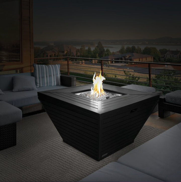 Sunbeam Premium Aluminum Propane/Natural Gas Fire Pit Table-Matt Black TDCQ1307