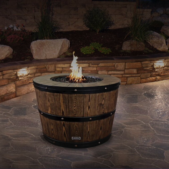 Sunbeam Wine Barrel Concrete Propane/Natural Gas Fire Pit TDCQ1032